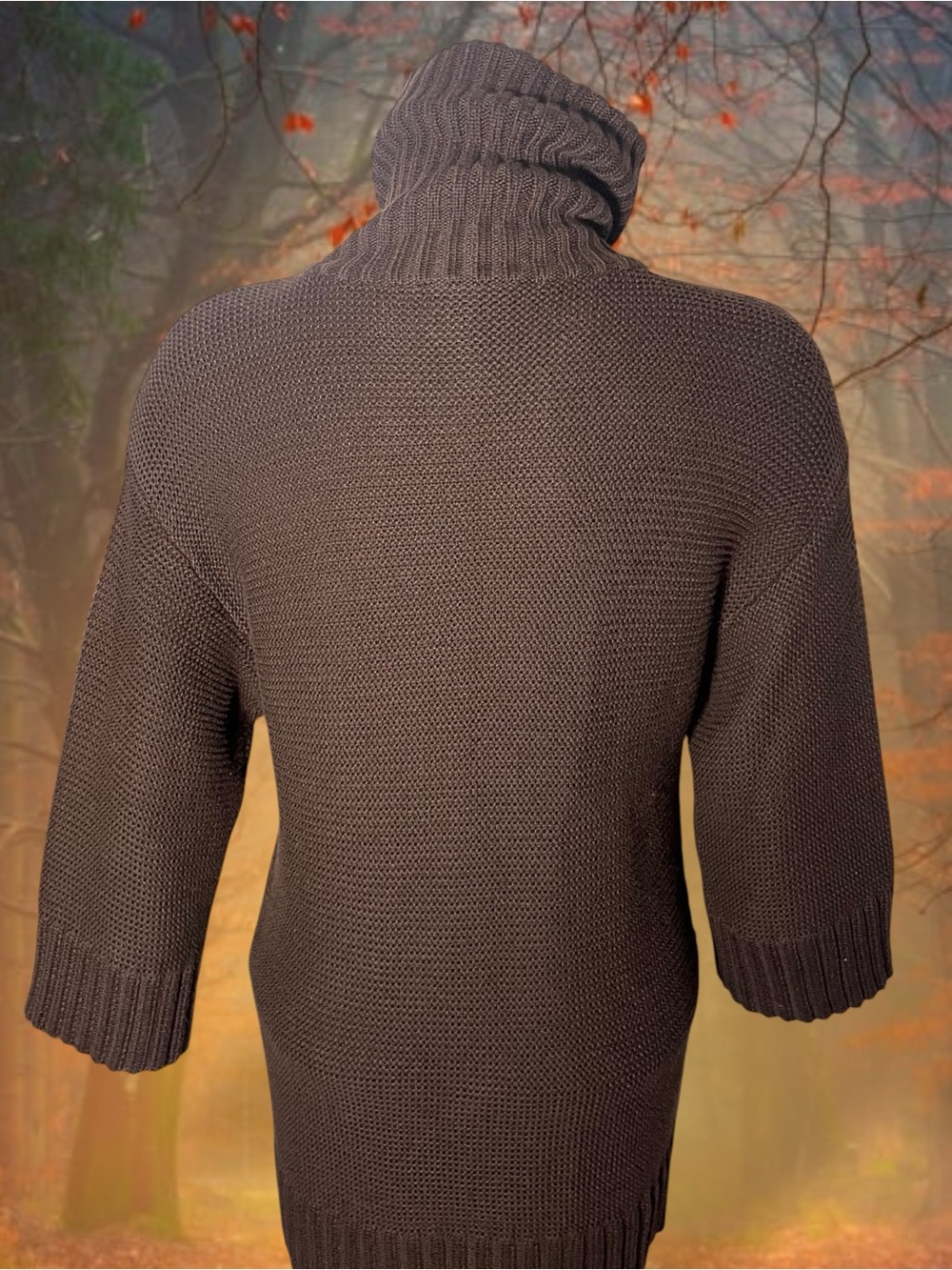 Lauren Ralph Lauren Chocolate Brown Cowl Neck Button Front Cardigan Sweater Sm - Picture 7 of 13